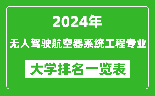 2024年全国无人驾驶航空器系统工程专业大学排名