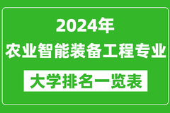 2024年全国农业智能装备工程专业大学排名：中国农业大学位居榜首