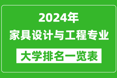 2024年全国家具设计与工程专业大学排名：东北林业大学位居榜首