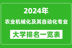 2024年全国农业机械化及其自动化专业大学排名：东北农业大学位居榜首