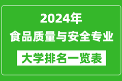 2024年全国食品质量与安全专业大学排名：中国农业大学位居榜首