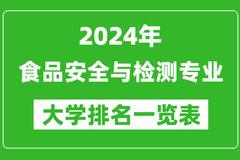 2024年全国食品安全与检测专业大学排名一览表：中国农业大学第一